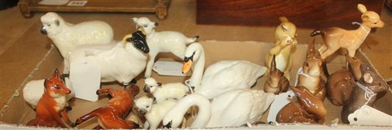 14 Beswick animals, inc 3 sheep, 3 lambs, 6 various rabbits, mouse & faun and others